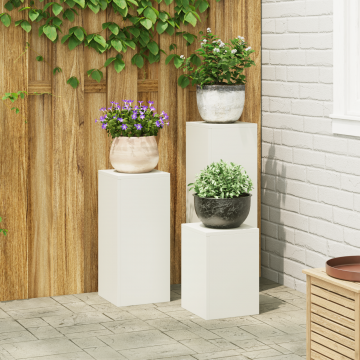 Gossi suporturi plante pilon, exterior, 3 buc., alb, otel