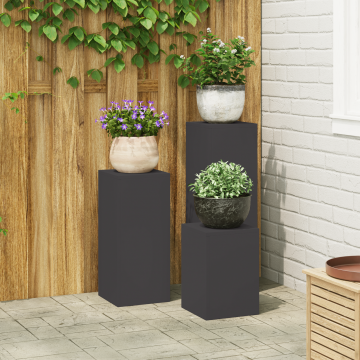 Gossi suporturi plante pilon, exterior, 3 buc., negru, otel