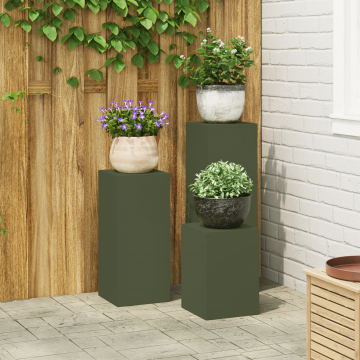 Gossi suporturi plante pilon, exterior, 3 buc., oliv, otel