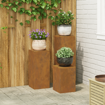Gossi suporturi plante pilon, exterior, 3 buc., otel corten