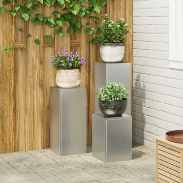 Gossi suporturi plante pilon, exterior, 3 buc., otel galvanizat