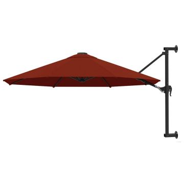 Gossi umbrela de soare de perete cu stalp metalic, caramiziu, 300 cm
