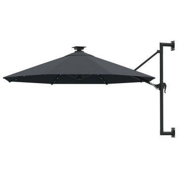 Gossi umbrela de soare montata pe perete cu led-uri, antracit, 300 cm