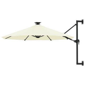 Gossi umbrela de soare montata pe perete cu led-uri, nisipiu, 300 cm