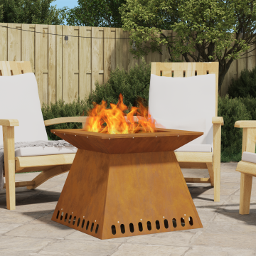Gossi vatra de foc, 60x60x50 cm, otel corten