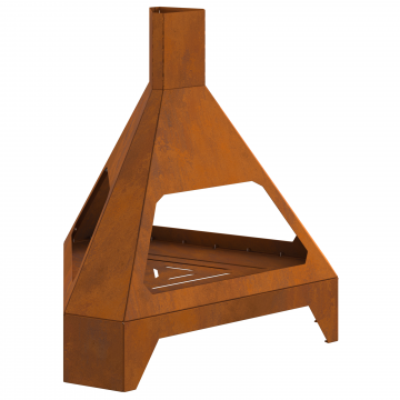 Gossi vatra de foc cu horn, 50x43x52 cm, otel corten