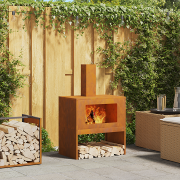 Gossi vatra de foc cu horn, 60x40x96 cm, otel corten