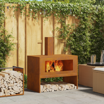 Gossi vatra de foc cu horn, 80x50x96 cm, otel corten