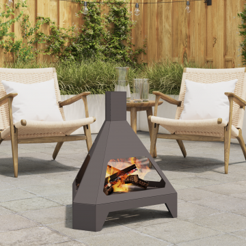 Gossi vatra de foc cu horn, negru, 50x43x52 cm, otel