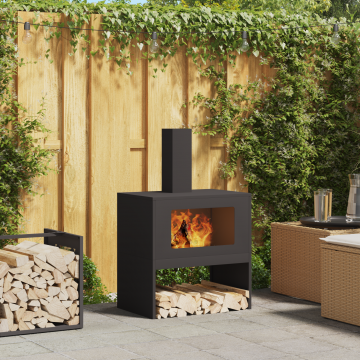 Gossi vatra de foc cu horn, negru, 60x40x96 cm, otel