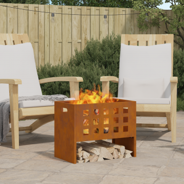 Gossi vatra de foc, dreptunghi, 50x30x40 cm, otel corten