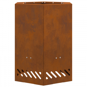 Gossi vatra de foc fara fum, hexagonal, 38x38x51 cm, otel corten