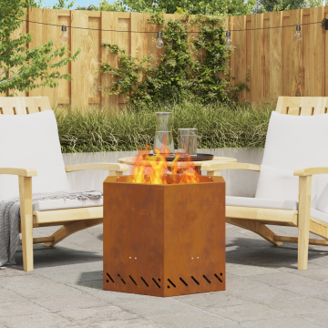 Gossi vatra de foc fara fum, hexagonal, 58x58x51 cm, otel corten