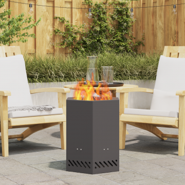 Gossi vatra de foc fara fum, negru, hexagonal, 38x38x51 cm, otel