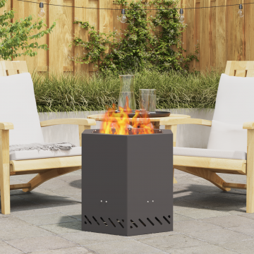 Gossi vatra de foc fara fum, negru, hexagonal, 48x48x51 cm, otel