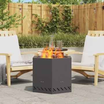 Gossi vatra de foc fara fum, negru, hexagonal, 58x58x51 cm, otel