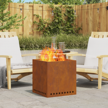 Gossi vatra de foc fara fum patrata, 48x48x50 cm, otel corten