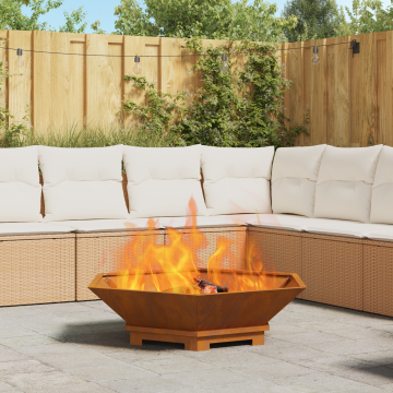 Gossi vatra de foc, hexagonal, 100x100x28 cm, otel corten