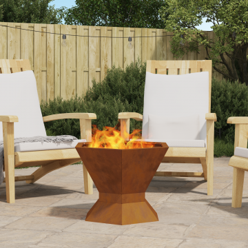 Gossi vatra de foc, hexagonal, 50x50x40 cm, otel corten