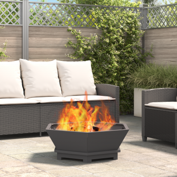 Gossi vatra de foc, negru, hexagonal, 75x75x28 cm, otel