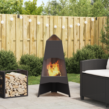 Gossi vatra de foc, negru, piramida, 50x45x95 cm, otel