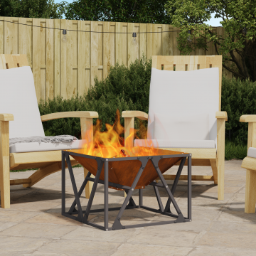 Gossi vatra de foc, patrat, 50x50x35 cm, otel corten