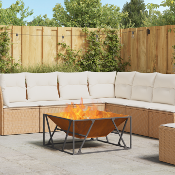 Gossi vatra de foc, patrat, 80x80x40 cm, otel corten