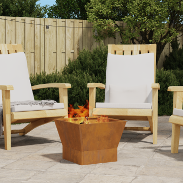 Gossi vatra de foc patrata, 40x40x30 cm, otel corten