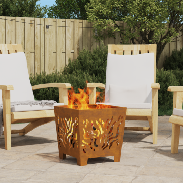 Gossi vatra de foc patrata, 40x40x40 cm, otel corten