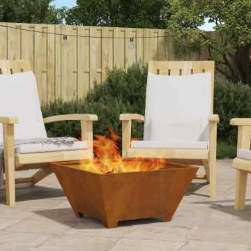 Gossi vatra de foc patrata, 60x60x30 cm, otel corten