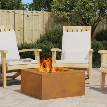 Gossi vatra de foc patrata, 60x60x30 cm, otel corten