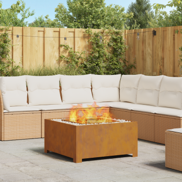 Gossi vatra de foc patrata, 80x80x40 cm, otel corten