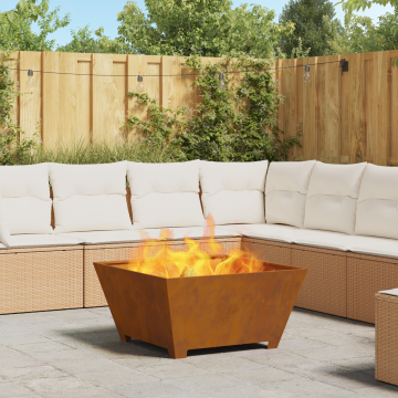 Gossi vatra de foc patrata, 80x80x40 cm, otel corten