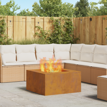 Gossi vatra de foc patrata, 80x80x40 cm, otel corten