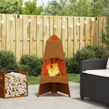 Gossi vatra de foc, piramida, 50x45x95 cm, otel corten