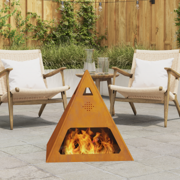 Gossi vatra de foc, piramida, 50x50x51 cm, otel corten
