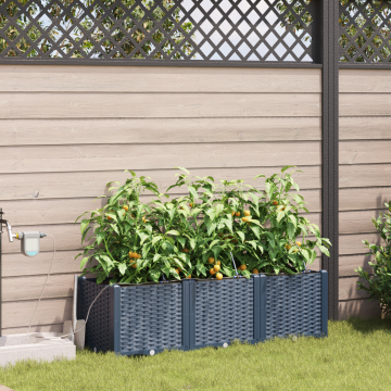 Jardiniere Gossi cu sistem de irigatie pentru apa 3 buc gri