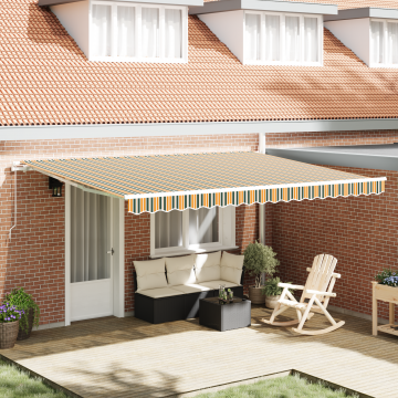 Marchiza manuala retractabila Gossi verde si galben 450x350 cm, material de inlocuire pentru marchiza Gossi pentru cadru de 4.5x3.5 m verde si galben