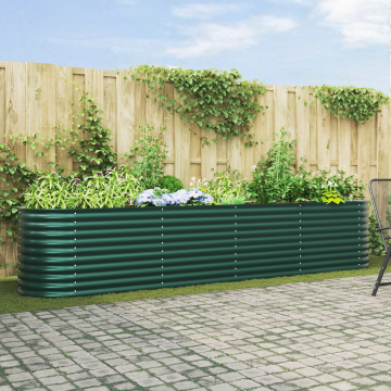 Pat ridicat pentru gradina Gossi, verde, 400x80x81 cm, din otel galvanizat