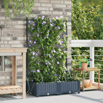 Planter pentru gradina Gossi cu sistem de irigare, 2 bucati, gri