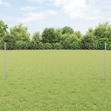 Pupini de gard Gossi 11 buc u-channel 80 cm otel galvanizat, gard hexagonal Gossi 0.8x50 m otel galvanizat