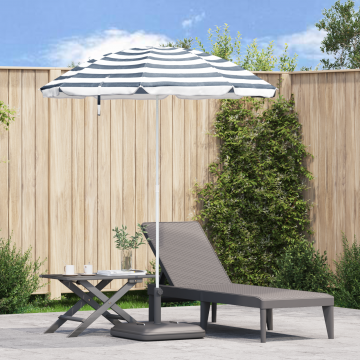 Umbrela de plaja Gossi cu pol din metal albastru & alb 161x193 cm poliester