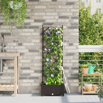 Vaza de gradina Gossi cu suport din plasa maro 40x40x125,5 cm