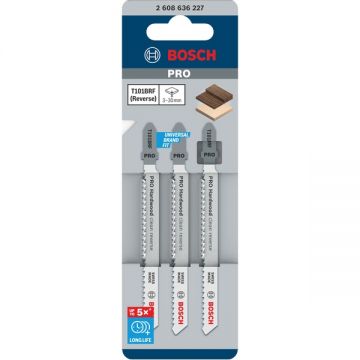 Bosch  PRO Hardwood clean reverse T101BRF - Set panze fierastrau pendular tija cu un prag de prindere (T) 100 mm lemn taiere dreapta fina 3 bucati