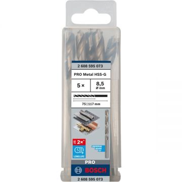 Bosch  PRO Metal HSS-G - Set burghie metal HSS-G 8.5  mm tija cilindrica 5  bucati