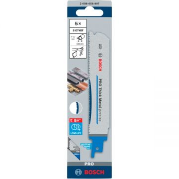 Bosch  PRO Thick Metal precise S 937 HBF - Set panze fierastrau sabie bimetal 150 mm 10+12+14 dinti/inch dantura 3x3 Tooth Geometry Micro Edge 5 bucati
