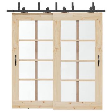 Gossi set feronerie pentru usi glisante, negru, 213,5 cm, otel
