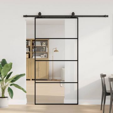 Gossi usa glisanta cu set de feronerie neagra 102,5x205 cm sticla esg
