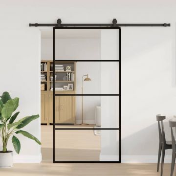Gossi usa glisanta cu set de feronerie neagra 102,5x205 cm sticla esg