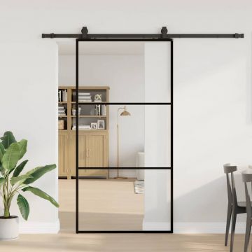 Gossi usa glisanta cu set de feronerie neagra 102x205 cm sticla esg
